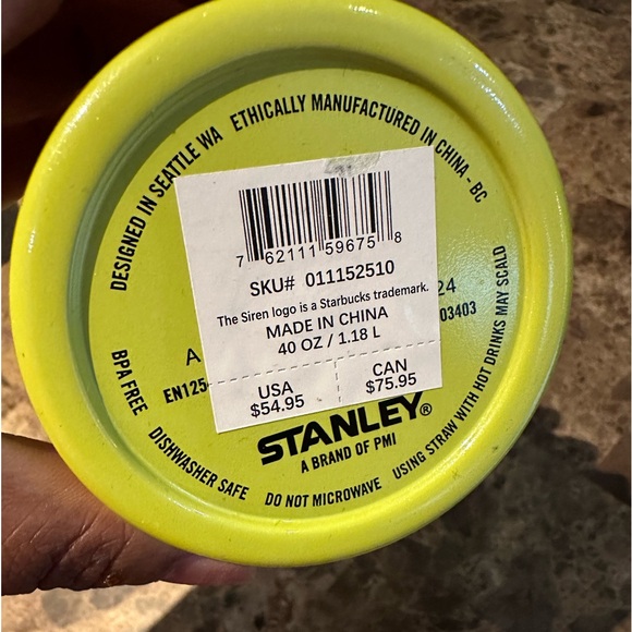 Authentic Stanley x Starbucks Neon Green/ Yellow 40oz - Picture 3 of 3